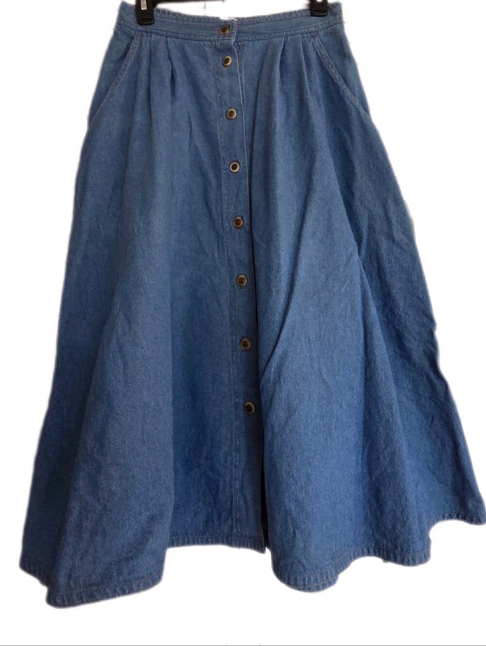 Russ Studio Denim Skirt Midi Western Boho 100% Cotton  Size 12